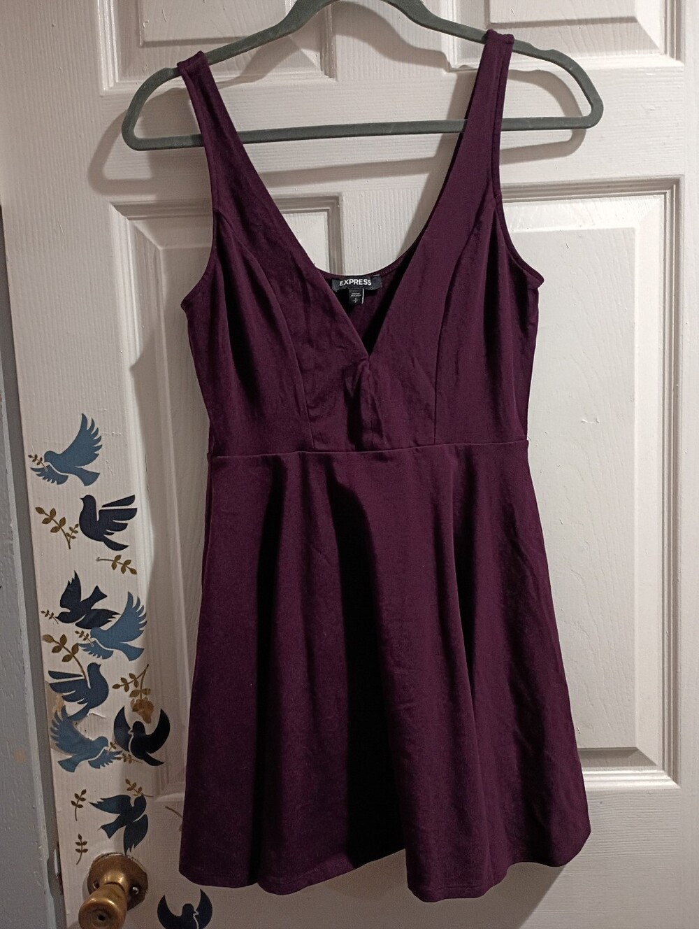 Express Women's Plum V-Neck Skater Dress